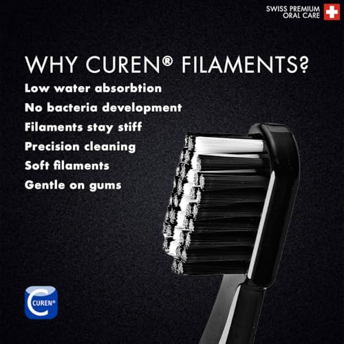Curaprox Toothbrush Duo – for Adults | Stylish Black toothbrushes with Ultra-Soft filaments | Whitening-Friendly | Black | 2-Pack