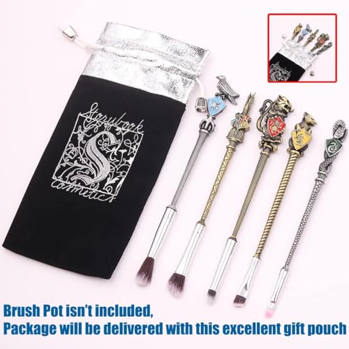 【2 Color Options】 Gifts Potter Metal Makeup Brushes Set Gifts Wi-zard Wand Makeup Brushes Set for Women Magic Eye Shadow Eyeliner Blending Lip Brush - Brushes Holder Pot Not Included