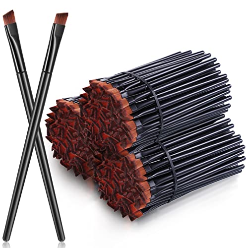 meekoo 150 Pcs Eyebrow Tint Disposable Angled Eyebrow Brushes Eyeliner Makeup Soft Cosmetic Blending Slanted Disposable Concealer Eyeshadow Brushes for Women Girl, Black