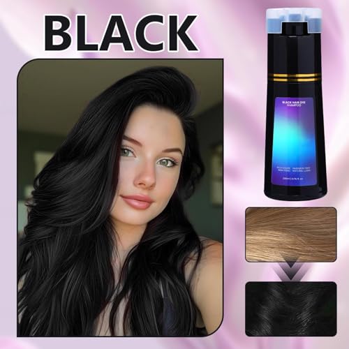 Polar Hair Dye Shampoo, Hair Care Instant Dye Shampoo, Polar Hair Care, Natural Hairs Color Shampoos for Gray Hair Coverage, Suitable for Women & Men (Black)