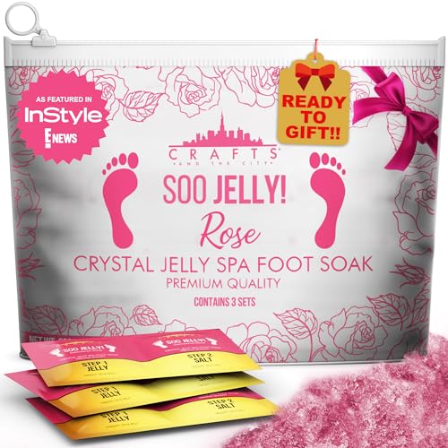 SOO Jelly Pedicure Packs - Pedicure Foot Soak For Feet - Moisturizing Jelly Spa Pedi Soak - Foot Spa Bath Soak For Soaking - Pedicure Foot Gel To Relax Sore Feet (Damascus Rose)