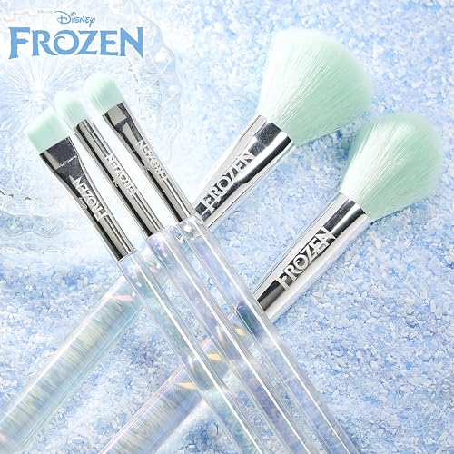 Disney Frozen 7PC Premium Makeup Brush & Blender Set, All-over, Highlighter, Concealer, and Eyeshadow Brush, 2 Beauty Blender Sponges for women and girls by Belle Maison