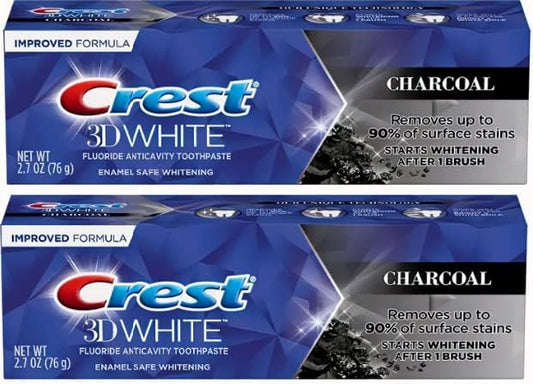 Crest 3D White Charcoal Teeth Whitening Toothpaste, Enamel Safe - 2.7 oz (76g) - Pack of 2