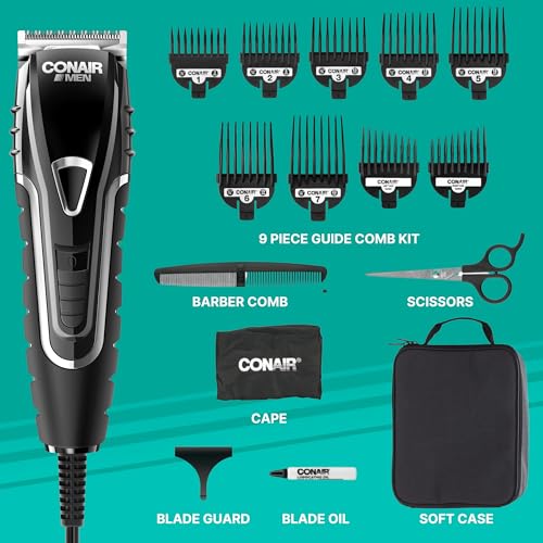 Conair Barber Haircut Clippers - Hair Trimmer - 16-Piece Haircut Kit