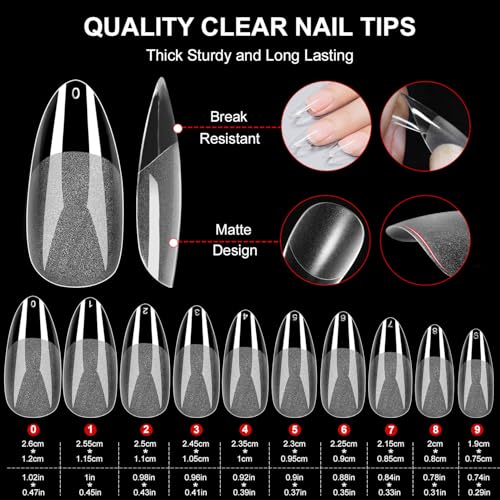 Major Dijit Gel Nail Kit - Beginner Gel Nail Set with Nail Drill, 0.5oz 4-in-1 Nail Glue, 500PCS Almond Nail Tips, UV Lamp for Nail Extension & Art