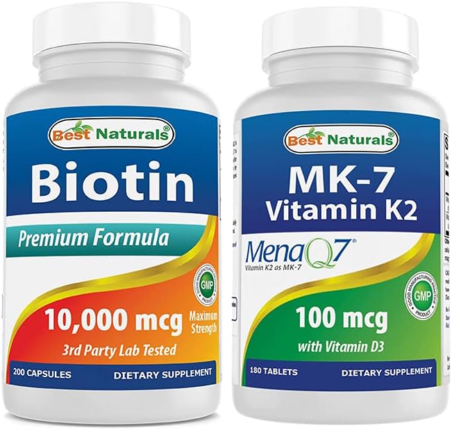 Best Naturals Biotin 10,000 Mcg & Vitamin K2 (MK7) with D3