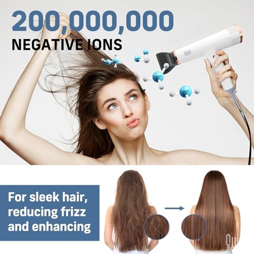 Quico Hair Blow Dryer, 1875W High-Speed BLDC Professional 110000 RPM Quiet Hair Dryer with Diffuser, 7X Faster Salon Blow Dryers for women, Adjustable Temp and Speed, Ionic Hair Dryer Home Travel Gift
