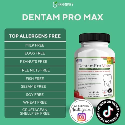 DentamPro Max for Gums and Teeth Health & Fresh Breath - 40 Billion CFU Advanced Oral Probiotics for Mouth Bad Breath, Capsule Supplement (1)