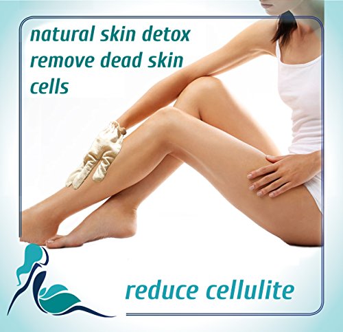 Silky Skin Garshana gLoves Raw Silk Massage - Quality Storage Bag - Ayurvedic Dry Brushing Exfoliate Skin Lymphatic Drainage Brush Reduce Acne Scars Cellulite Massager Remove Toxin