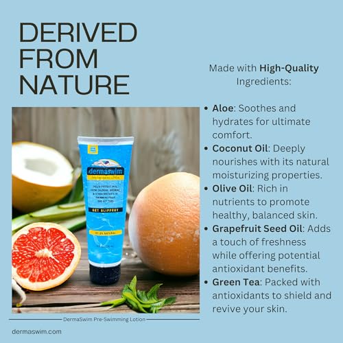 Pre-Swim Lotion for Chlorine Protection – 8 fl oz | 97.5% Natural & Paraben-Free | Vitamin-Enriched with Aloe & Green Tea | Shields & Moisturizes Skin Before Swimming in Pools or Hot Tubs