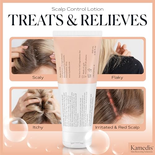 KAMEDIS Scalp Moisturizer Lotion For Dry, Itchy, Dandruff, Flaky, Seborrheic Dermatitis, Psoriasis and Sensitive Scalp. Over-Night Mask Treatment Botanicals-Based. Parabens Free. 3.38 Fl Oz.