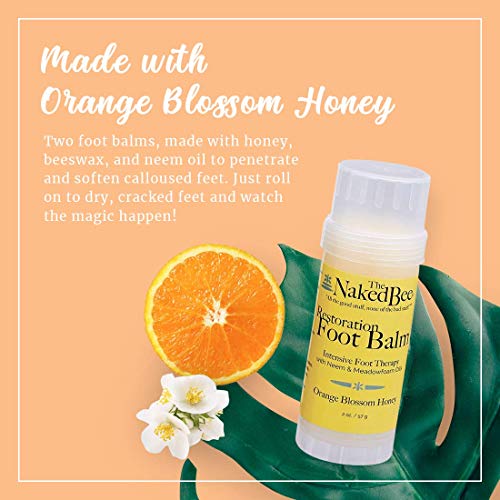 The Naked Bee Orange Blossom Honey Restoration Foot Balm, (2 oz) - 2 Pack