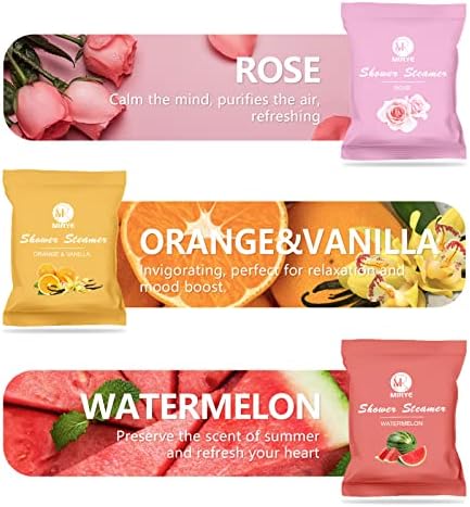 Shower Steamers Aromatherapy for Women and Men, 24-Pack Organic Shower Bombs with Essential Oil, Rose, Watermelon, Tea Tree, Orange, Sea Salt, Lavender Stress Relief Birthday Gifts for Her