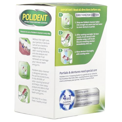 Polident Overnight Whitening Triple Mint Freshness Denture Cleaner Tablets - 84 CT