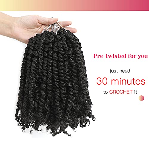 BOHOBABE Passion Twist Crochet Hair 10 Inch Short Pre looped Passion Twist Hair Pre twisted Crochet Braiding Hair 8 Packs Natural Black Women Braids (1B)