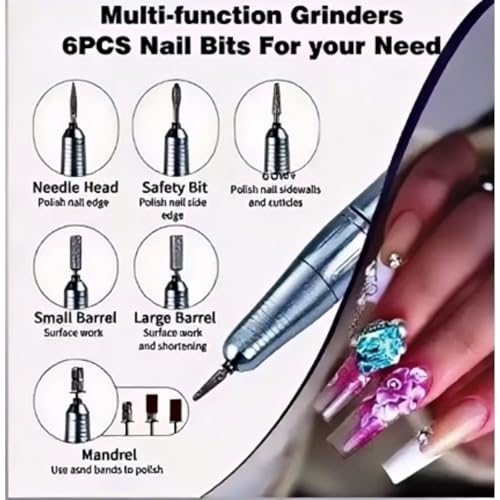 Nail Gun Drill, Professional Rechargeable Nail Drill, 45,000 RPM, Suitable for Women's Manicure, Pedicure, Removing Gel Polishes, for Home DIY Salon Manicure, Purple