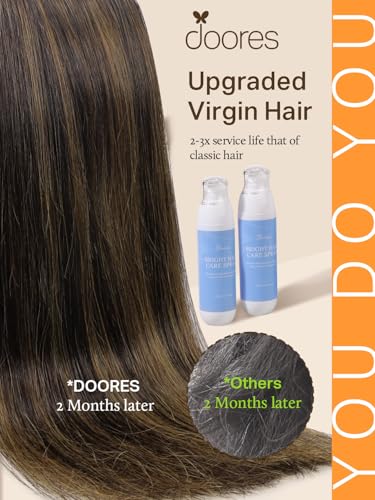 DOORES Tape in Hair Extensions Human Hair, Balayage Dark Brown to Chestnut Brown 50g 20pcs 18 Inch, Human Hair Extensions Natural Remy Straight Hair Skin Weft