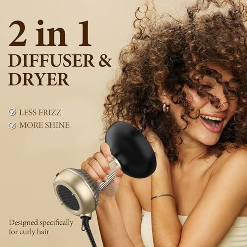 Diffuser Hair Dryer for Curly Hair, Hair Dryer Diffuser for Blow Dry and Volumizing, Lightweight Curly Hair Diffuser Easy to Use