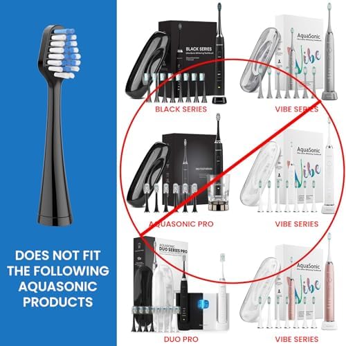 Replacement Toothbrush Heads for AquaSonic Duo Series Electric Toothbrush, NOT Compatible with Duo Series Pro, 5 White + 5 Black
