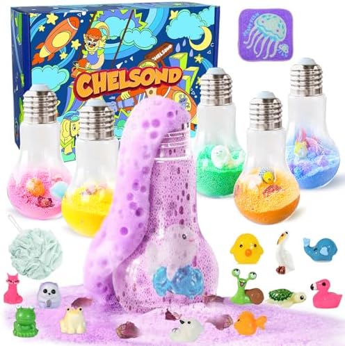 Kids Bath Bombs Potions with Surprise Inside: 6 Pack Organic BathBombs with 12 Mini Toys Easter Gift Set Rich in Natural Essential Oils, Fun Science Toddler Bath Bombs Fizzies for Dry Skin Moisturize