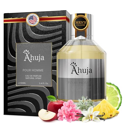 AHUJA Pour Homme Eau de Parfum for Men 3.4 fl oz - Men's Fragrance - Long Lasting Perfume for Men Original Citrus & Fruity Symphony Cologne for Men - Luxury Scent Gift for Men EDP