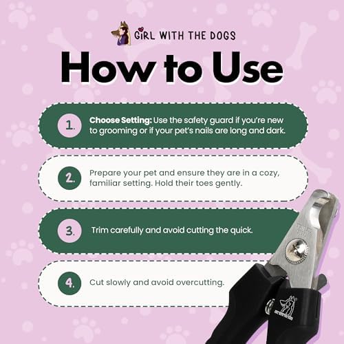 Pet Nail Clippers by Girl With The Dogs, Nail Clippers for Grooming and Claw Care for Cats/Dogs (Large)