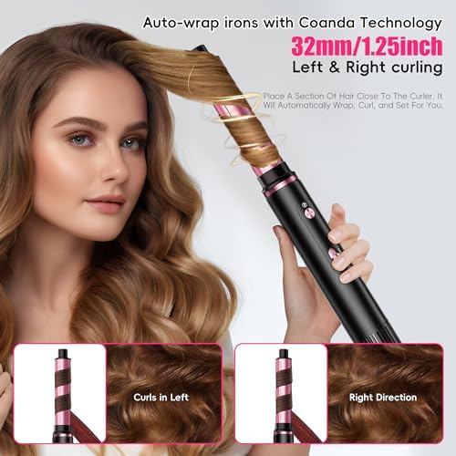 SKIMI Hair Dryer Brush and Blow Dry Brush, Multi-Hot Air Styler with 110000RPM Brushless Motor, Hot Air Brush for Fast Drying Curling Volumizing Straightening&Styling, High-Speed (Black&Blush Red)