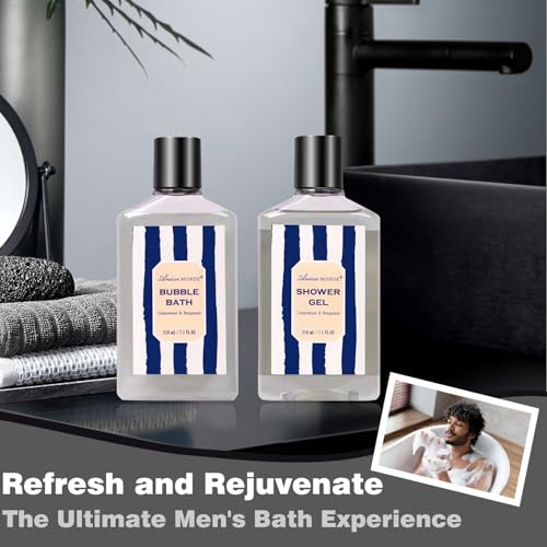 Fathers Gifts for Men Dad Bath and Body Gift Sets for Men with 10 Pcs Cedar & Bergamot Spa Gifts Set, Bath Gift Set Includes Beard Balm, Bubble Bath.Perfect Relaxation Spa Gift Basket for Men