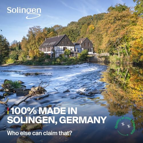 GERMANIKURE Nail and Cuticle Scissors - FINOX Stainless Steel Professional nail scissors for nail tips - nail scissors curved Manicure Tools in Leather Case - Ethically Made in Solingen Germany - 4702