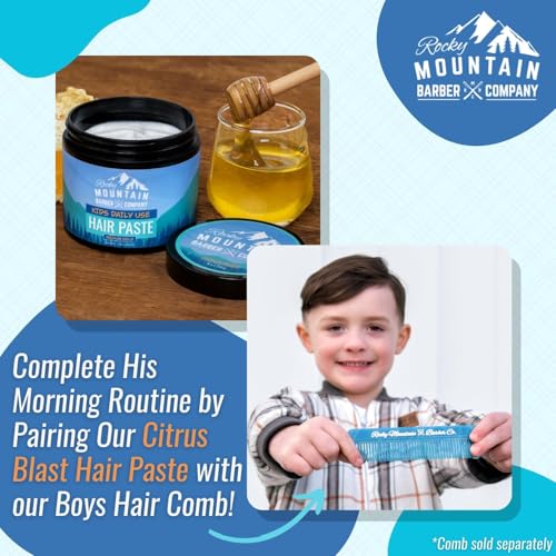 Rocky Mountain Barber Company Kids Hair Styling Paste for Boys - Large 4 oz Tub - Medium Hold Gel for All Hairstyles - Citrus Scent