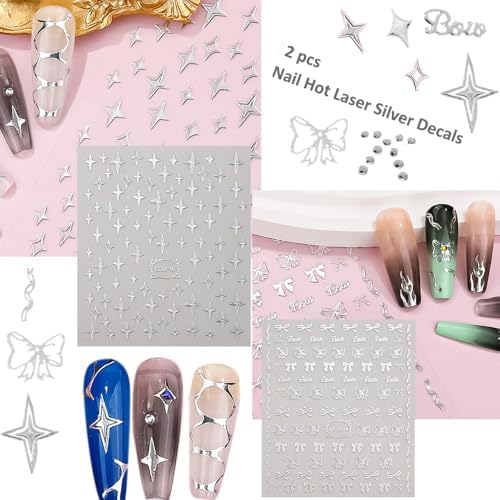 6400Pcs Silver Clear Nail Rhinestones 600Pcs, Multishapes Big Nail Gemstones +5800Pcs 1.5-6.5mm Flat Back Round Crystal Beads with B7000, Nail Decals, Multsize Flat Back Glass Stones for DIY Art