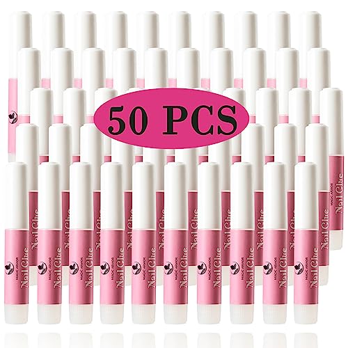 50Pcs Nail Glue for Acrylic Nails Press On Nails Professional Nail Tip Glue Long Lasting Nail Adhesive Glue Super Bond for False Nails Adhesive for Fake NailsTips 0.07oz