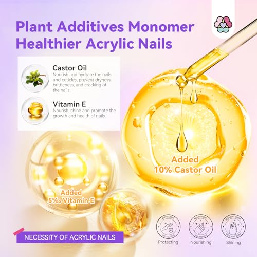 Saviland 8OZ EMA Acrylic Liquid Monomer: Pure EMA Odorless Liquid Monomer Professional Nail Monomer Liquid Kit for Acrylic Powder with Acrylic Brush Dappen Dish Nail Table Mat Nail Tech Salon