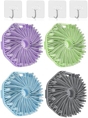 Silicone Body Scrubber,2025 New Scrubbies for Body,Premium Soft Silicone Body Scrubber Shower Bath Brush,Scrubbies The Sud Bud,for All Skin Types (Medium, Count, 4)