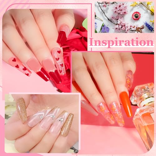 Lavender Violets 26 PCS Blooming Gel Nail Polish Set, 21 Colors Marble Flower Watercolor Solid Glitter Red Brown Green Black with Base Coat Glossy and Matte Top Coat Liner Brush Pen C406