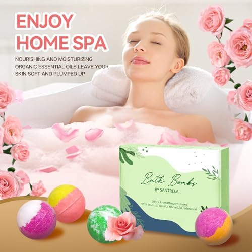 Bath Bombs for Women Gift Set, 20 Organic Bath Bombs with Essential Oil, Handmade SPA Bubble Bath for Relaxing, Gift for Her/Him, Women, Girls, Wife, Mother