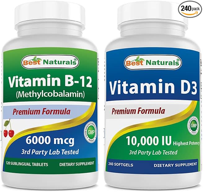 Best Naturals Vitamin B12 6000 mcg & Vitamin D3 10000 IU