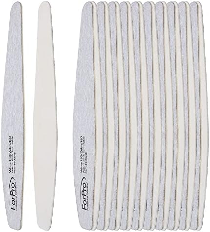 ForPro Professional Collection Expert One & Done Wood File, White 150 Grit/Zebra 180 Grit, Manicure & Pedicure Nail Files, 7” L x 1.25“ W, 50-Count