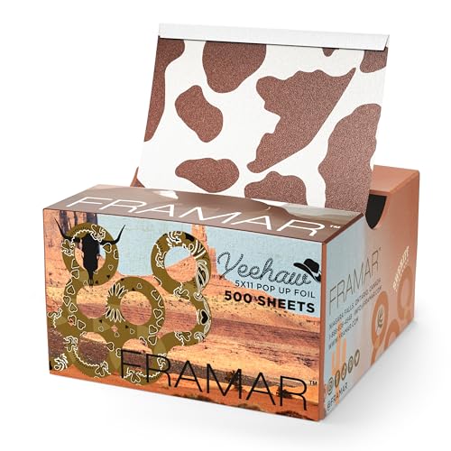 Framar Yeehaw Hair Foils For Highlighting - Pop Up Hair Foil For Hair Highlighting, Highlight Foils For Hair, Aluminum Foil Sheets, Salon Foils For Hair Stylist, Non Slip 500 Pop Up Foil Sheets