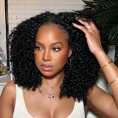 Afro Kinky Curly Knotless Pre-Separated Crochet Hair Extensions Kinky Curly Feather Hair Extensions Afro Kinky Curly Feather Line Hair 100% Human Hair Natural Color 18 Inch 120g