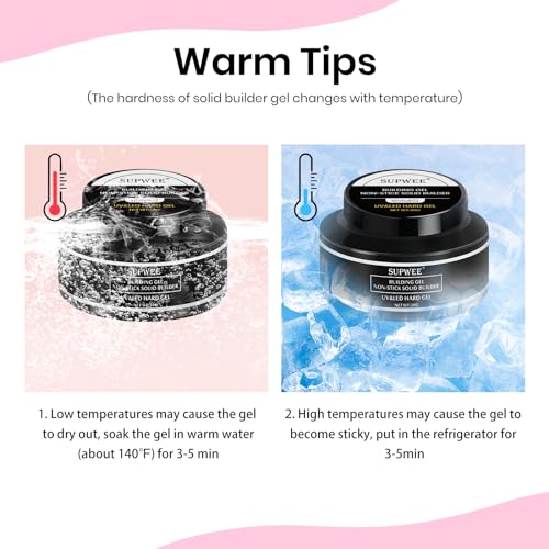 Solid Builder Gel for 3D Nail Art Extension Gel Non Stick Hand Sculpture Hard Gels with Dual Form Flower Strengthen for Home DIY Nails Salon Lamp Cure Require 30g(1oz)