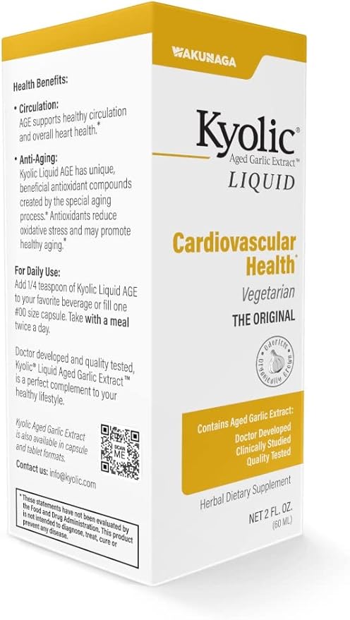 Kyolic Aged Garlic Extract Liquid, Vegetarian Cardiovascular, 2 Ounces (Packaging May Vary)