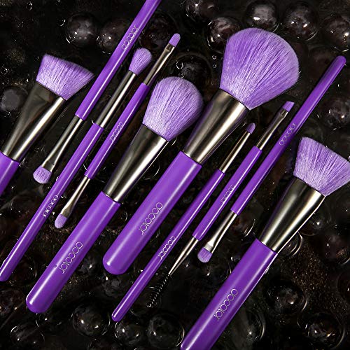 Docolor Makeup Brushes 10Pcs Makeup Brush Set Premium Synthetic Powder Kabuki Foundation Contour Blush Concealer Eye Shadow Blending Liner Make Up Brush Kit - Neon Purple