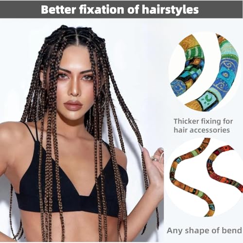 4 Pieces Spiral Lock Hair Tie for Dreadlocks - Iron Wire Embedded, Bendable Ponytail Holders - Long Dreadlock Accessory for Women & Men with Thick Curly Hair