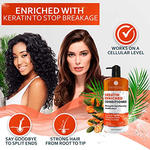 Keratin Conditioner – Sulfate and Paraben Free Deep Treatment for Dry, Damaged Hair - Salon Formula - For Curly, Color Treated, Straight and Frizzy Hair – for Women and Men to Repair Split Ends