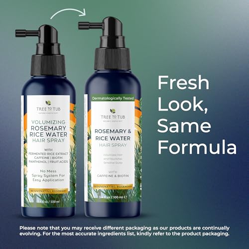 Tree To Tub Rosemary Water Spray for Hair Growth - Fermented Rice Water for Hair Growth Nature's Rosemary Hair Spray & Nourishing Scalp Care