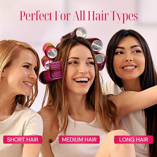 Thermal Rollers for Hair - 37pc Set - 18 Self-Grip Hair Rollers with 18 Clips and Styling Comb - Aluminum Thermal Hair Rollers for Volume and All-Day Curls - For Short, Medium, and Long Hair (Large)