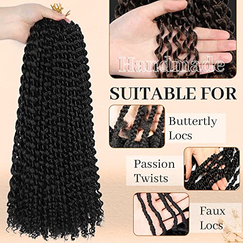 ShowCoco Passion Twist Hair 22 Inch Water Wave Crochet Hair 6 Packs Passion Twists Braiding Hair Long Bohemian Synthetic Hair Passion Twist Hair Extensions(22inch, #1B)