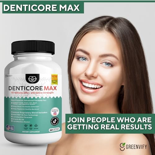 DentiCore Max for Gums and Teeth Health - 40 Billion CFU Advanced Oral Probiotics, Fresh Breath Support - 300 Capsules