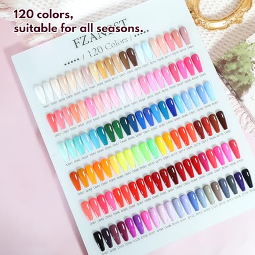 FZANEST 130Pcs 15ml Gel Nail Polish Set With Rubber Base Top Matte Coat 120 Colors Pink Nude Red Blue White All Seasons Gel Polish Kit Nail Art Starter For Nail Salon Home Gifts for Women and Girls